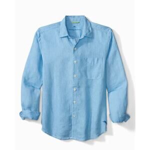 Tommy Bahama Sea Glass Breezer Long Sleeve Linen Shirt - Blue Yonder Medium